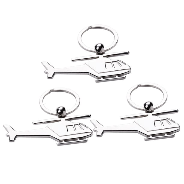 1 juego de 3 piezas de llavero con forma de helicóptero, llavero creativo, llavero significativo, regalos, adorno colgante, adorno para bolsa, llave del coche (color acero)