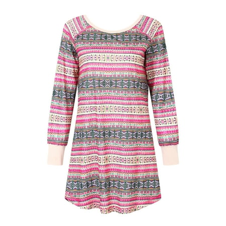 

Richie House Women s Print Shirt Dress Pajama Sleepwear RHW2833-E-M