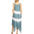 thumbnail image 2 of Sakkas Lupe Women's Casual Summer Fringe Maxi Loose V-neck High-low Dress Cover-up - Teal - One Size Regular, 2 of 5