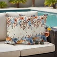 thumbnail image 2 of Outdoor Pillow Covers 16x16 Set of 2, Fall Orange Blue Waterproof Patio Throw Pillow Covers for Couch Sofa Chair, Thanksgiving Floral Botanical Vintage Decorative Pillowcases for Throw Pillows, 2 of 9