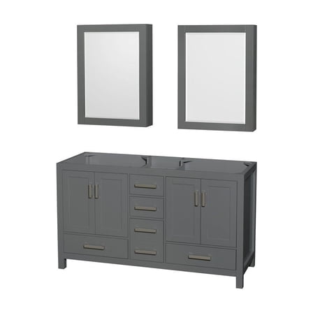 60" Double Vanity - Dark Gray Bathroom Vanity - No Sink or Countertop