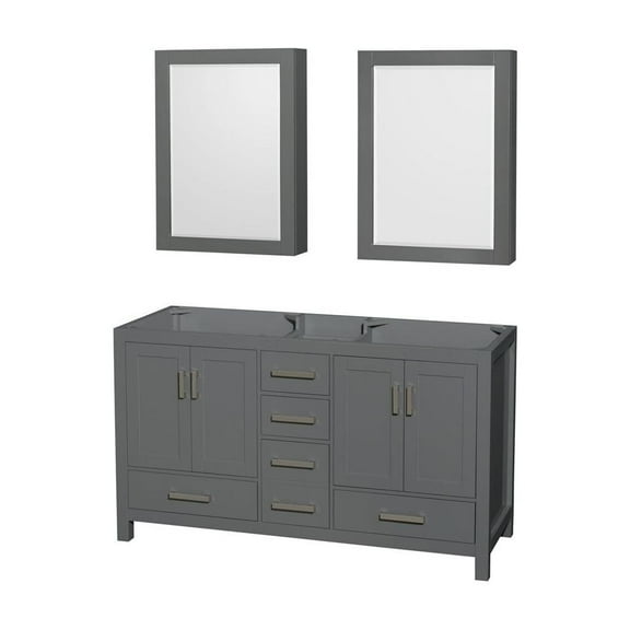 60" Double Vanity - Dark Gray Bathroom Vanity - No Sink or Countertop