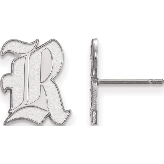 Sterling Silver Rh-Plated Logoart Rice University Small Post Earrings (12 X 10) Made In United States ss004wmr