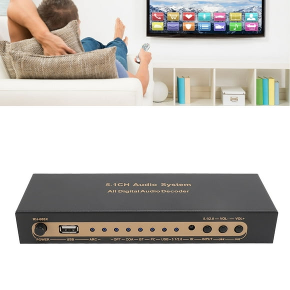 Audio Sound Decoder, HD Multimedia Interface 5.1CH Digital Audio System 192Khz/24Bit All Digital Audio Decoder, HD Multimedia Interface 4K ARC Fiber Optic Coaxial BT Dolby AC3 DTS Decoder to Analog