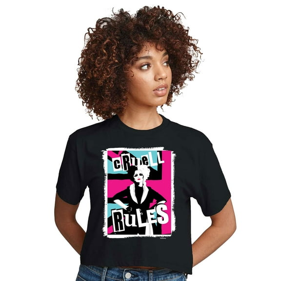 Cruell Rules - Juniors Cropped Cotton Blend T-Shirt