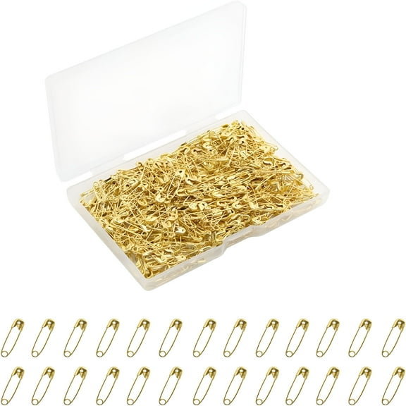 VANIDO Safety Pins, 500 Pcs Small Safety Pins for Clothes, 19mm Gold Mini Safety Pin, Tiny Metal Fastening Safety Clips for Sewing Jewellery Costume Tag with Reusable Box