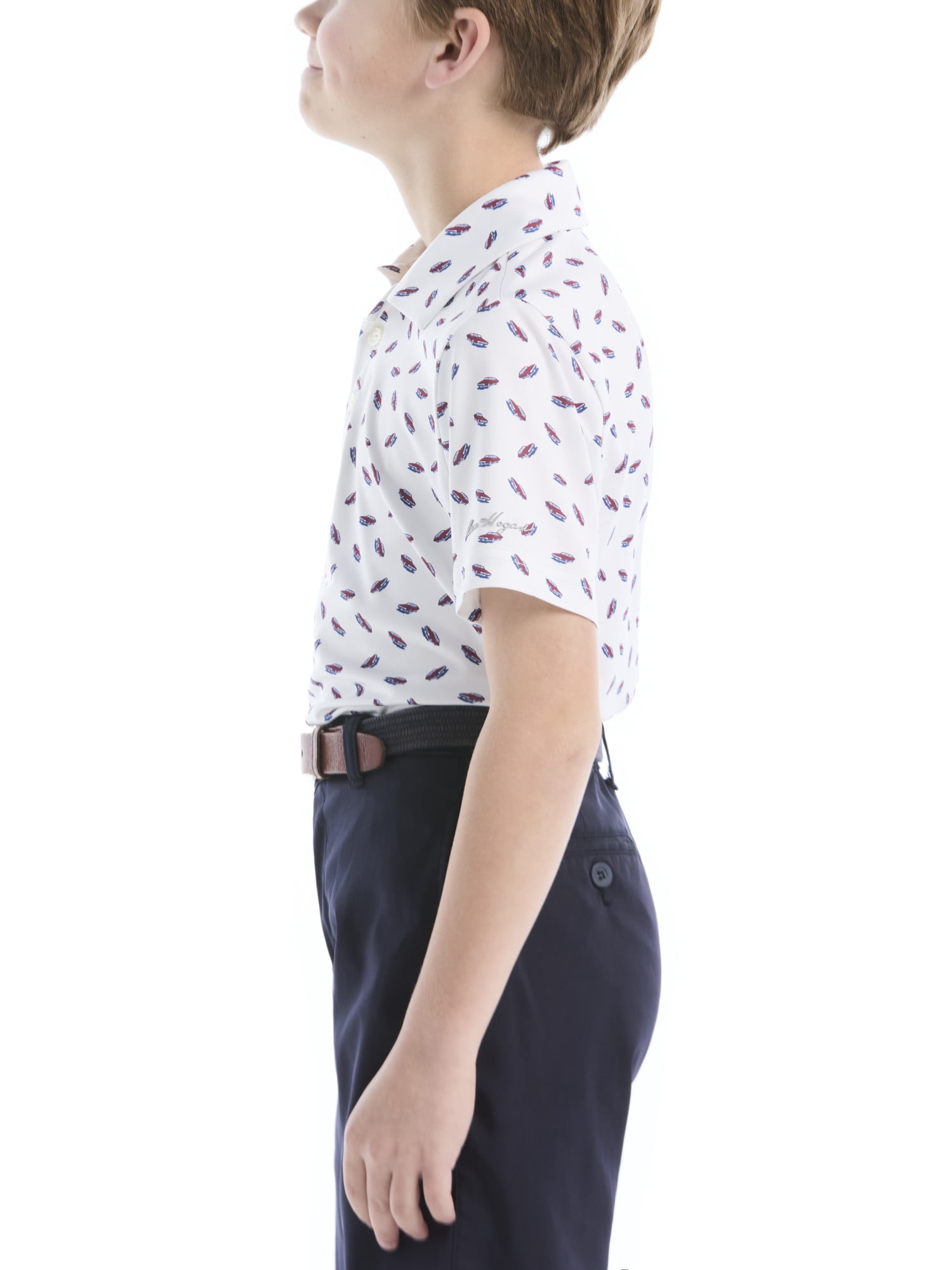 Ben Hogan Performance Little Boys and Big Boys Cool Car Printed Short Sleeve Golf Polo Shirt, Sizes 4-18