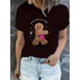thumbnail image 2 of Women's Trendy Letter Print Casual T-Shirt - Comfy Crew Neck, Short Sleeve, Stretchy Polyester Blend, Machine Washable - Perfect for All Seasons, 2 of 6