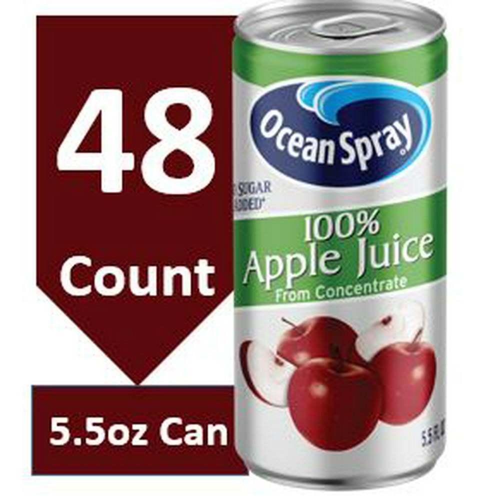 Ocean Spray 100 Apple Juice, Apple Juice ,5.5 Fl Oz, 48 Count Cans