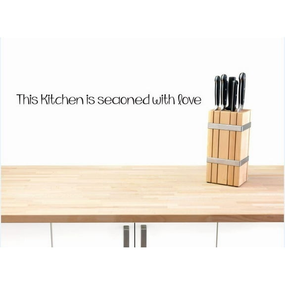 Vinyl Wall Decal Sticker : This Kitchen Is Seasoned With Love Quote Bedroom Bathroom Living Room Picture Art Peel & Stick Mural Size: 8 Inches X 20 Inches -