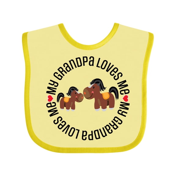 Inktastic Grandpa Loves Me Grandchild Horse Boys or Girls Baby Bib