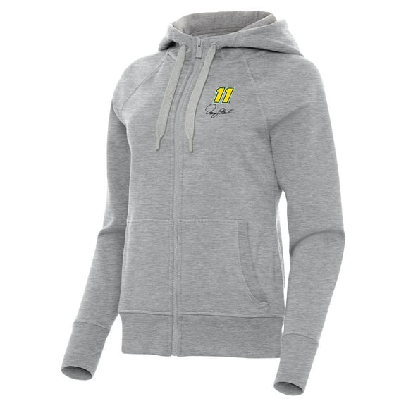 Women's Antigua Heather Gray Denny Hamlin Victory Full-Zip Hoodie