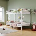 thumbnail image 3 of Leumius Metal Bunk Bed Twin Over Twin,Heavy Duty Bed Frame with Safety Guard Rails and Space-Saving Design,Steel Bed for School, Bedroom,White, 3 of 11