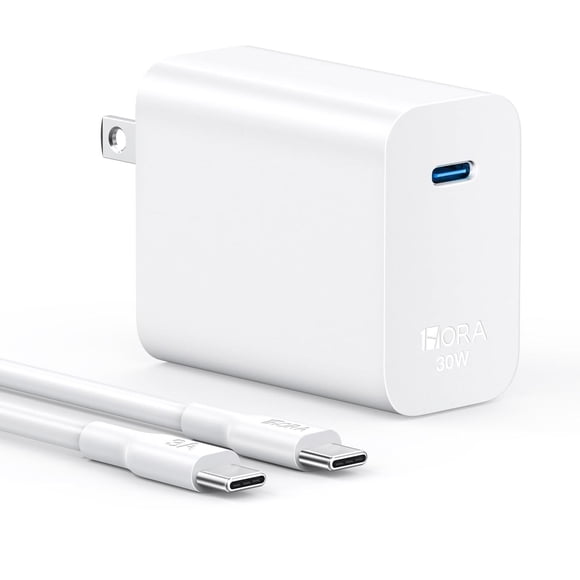 1 Hora Cargador Tipo C, PD 30W Cargador Carga Rápida, con Cable USB C a C 1M 3A, Compatible con IP 1