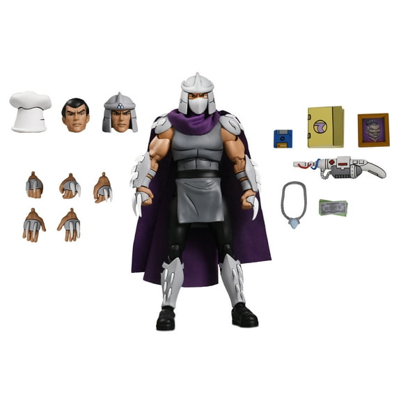 NECA Teenage Mutant Ninja Turtles (Cartoon): Shredder Ultimate Action Figure with Interchangeable Heads and Hands (7")