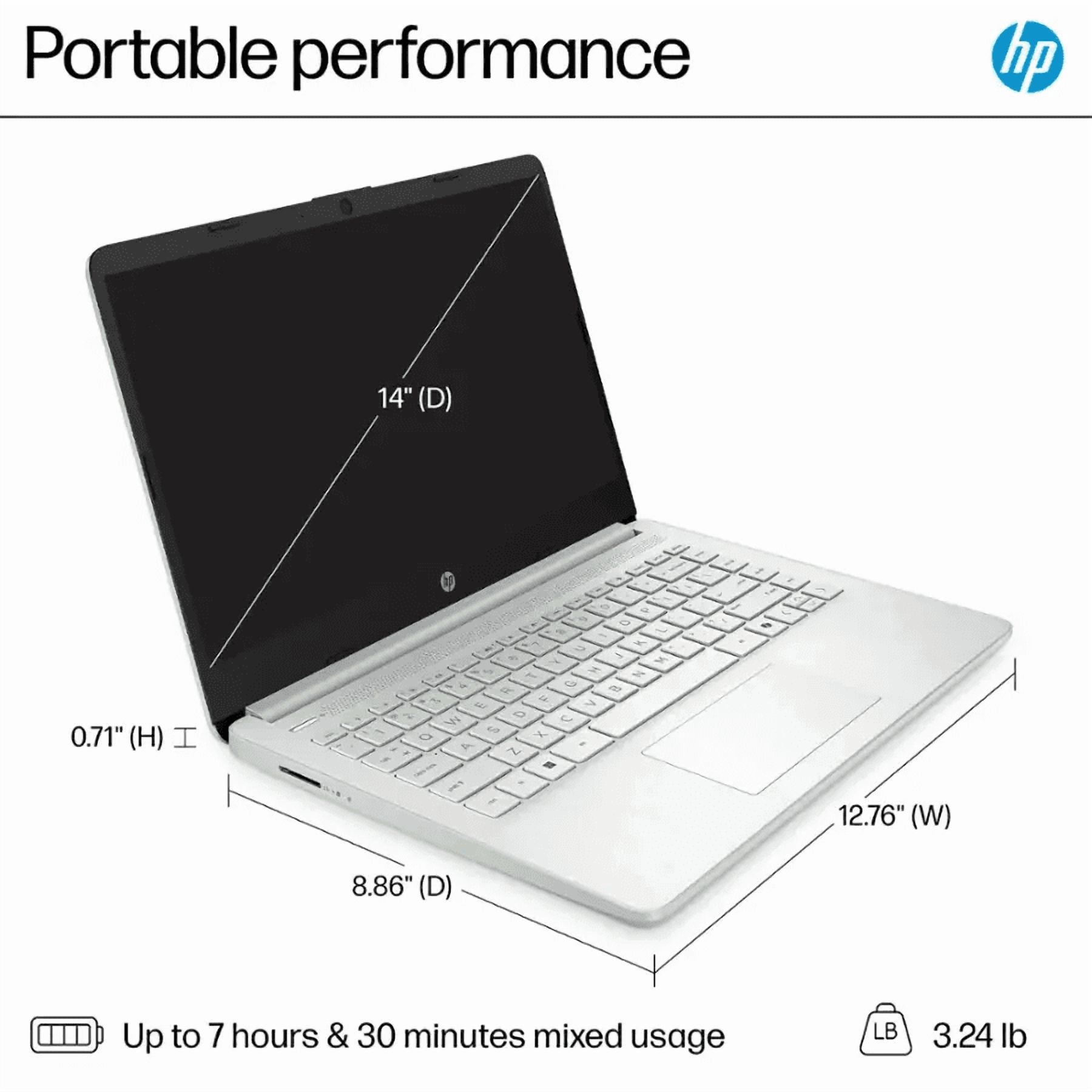 HP Laptop for Student and Business, 14" HD, Intel N150, 4GB RAM, 128GB UFS, 1-Year Office 365, Windows 11 Pro, Fast Charge,Green
