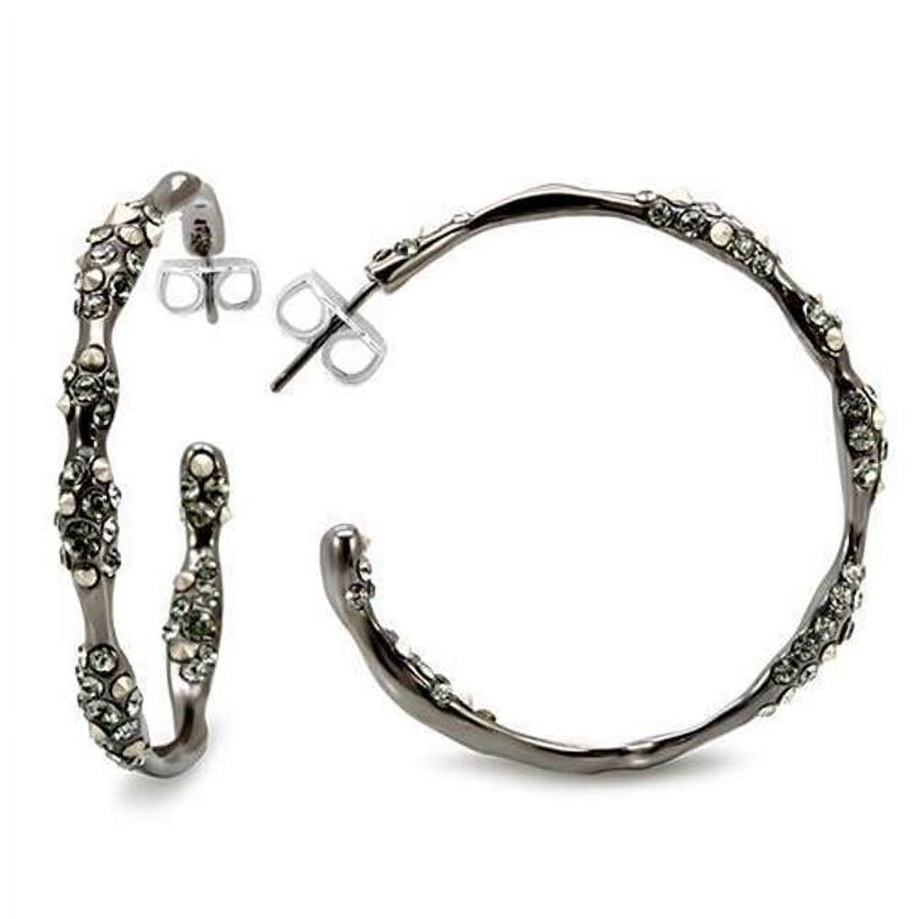 Women Ruthenium Brass Earrings with Top Grade Crystal in Black Diamond
