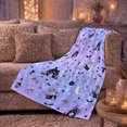 thumbnail image 6 of Whimsical Halloween Pattern Glittery Purple Motifs, Festive Halloween Scene, Warm Flannel Blanket for Living Room and Family Room, Art Lovers Halloween Gift, Festive Home Decor, 6 of 9