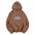 thumbnail image 1 of Sweat à Capuche Unisexe Imprimé Chat Crème Glacée, Mode Urbaine Décontracté Assorti pour Couple, 1 of 9