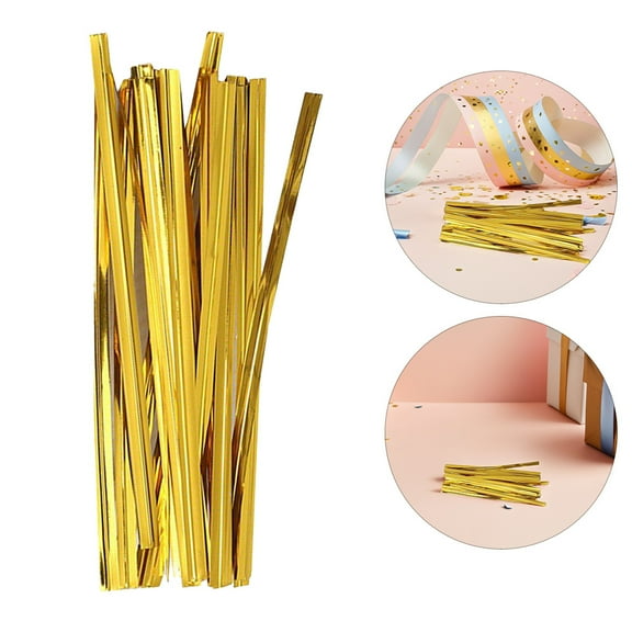 LULULION 800Pcs Bread Bag Ties Golden Color for Secure Wrapping and Festive Packaging