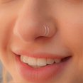 thumbnail image 3 of Tiny Silver Double Hoop Nose Ring - Spiral Nose Ring 20 Gauge Snug Double Nose Piercing Thin Nose Piercings Hoops, 3 of 4