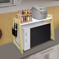 thumbnail image 3 of 100% Solid Wood Microwave Oven Countertop Rack with Hooks - Natural/White, 3 of 3