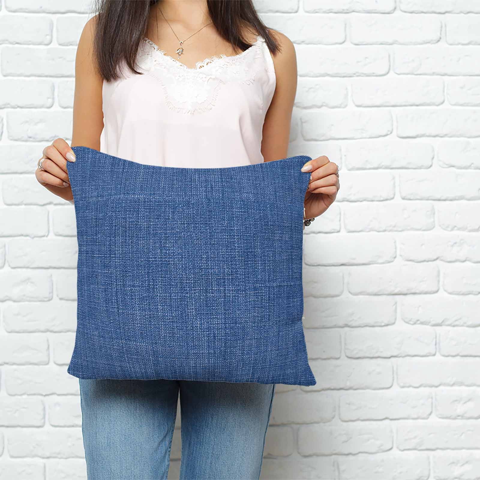 Navy Blue Pillow Covers 26x26 Inch Decorative Throw Pillow Cover, Vintage Country Monochrome Farmhouse Sofa Pillowcases Accent Cushion Case Home Decor Bedroom Living Room