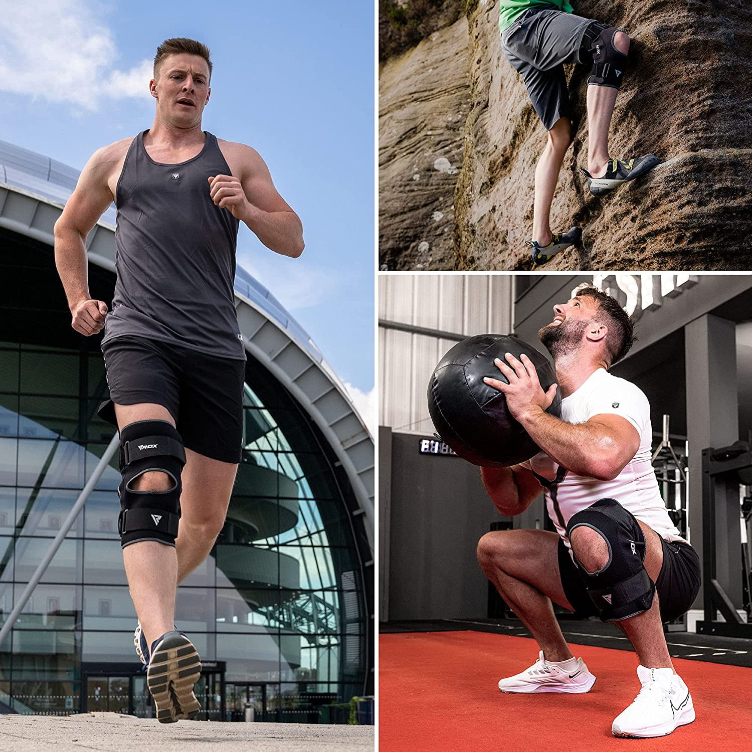 RDX Knee Support Brace, Open Patella Neoprene Elasticated. Black, L Sold as Single Item