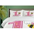 thumbnail image 4 of Ambesonne Cartoon Duvet Cover Sets, Bees Party Cake Candle, 2-Queen, Pink Black and Yellow, 4 of 7