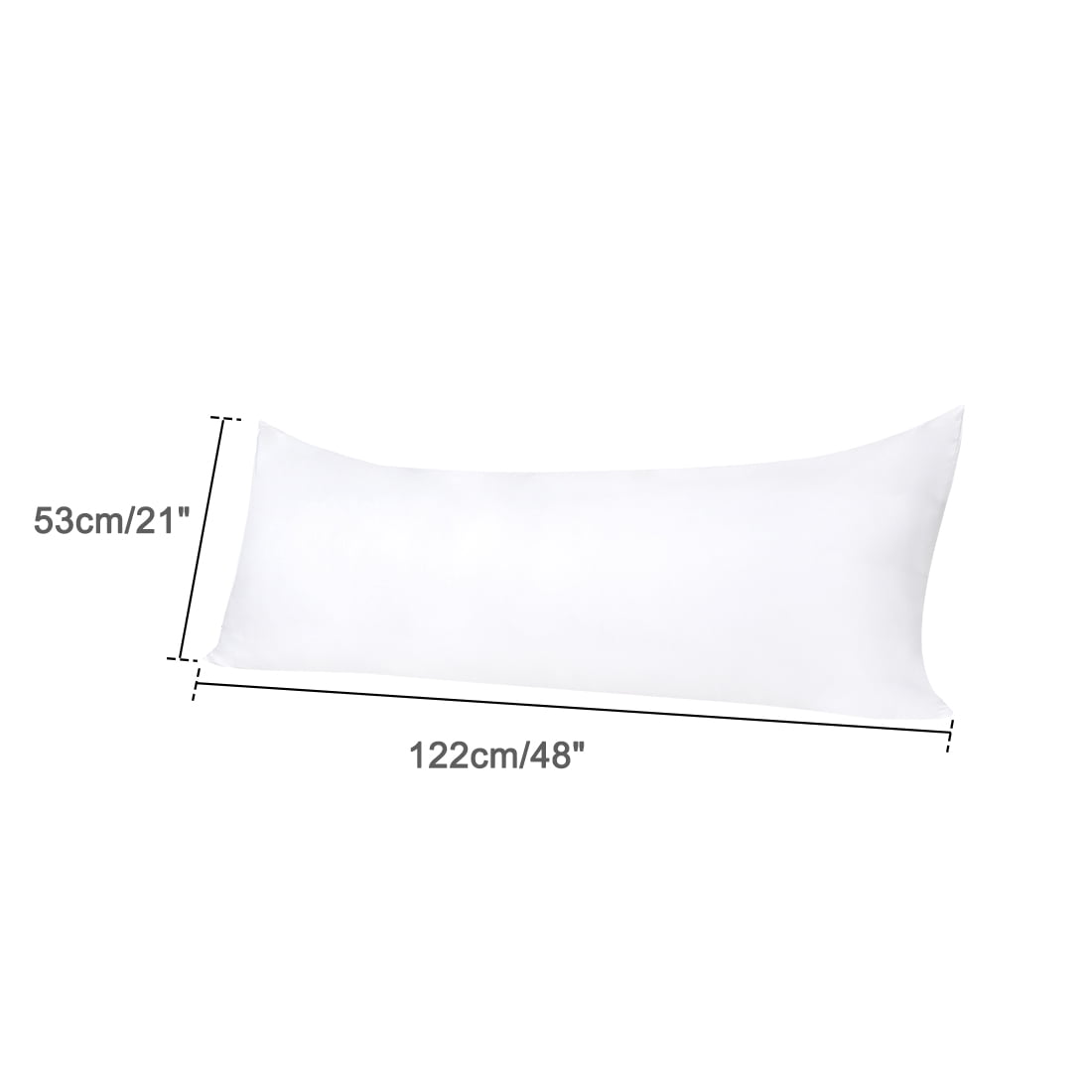 Unique Bargains Silky Satin Zippered Body Pillow Cover, 21" x 48", White