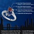 thumbnail image 2 of Gem Stone King 925 Sterling Silver Red Garnet Blue Created Sapphire and White Moissanite Ring for Women (1.83 Cttw, Heart Shape 6MM, Gemstone January Birthstone, Size 7), 2 of 6