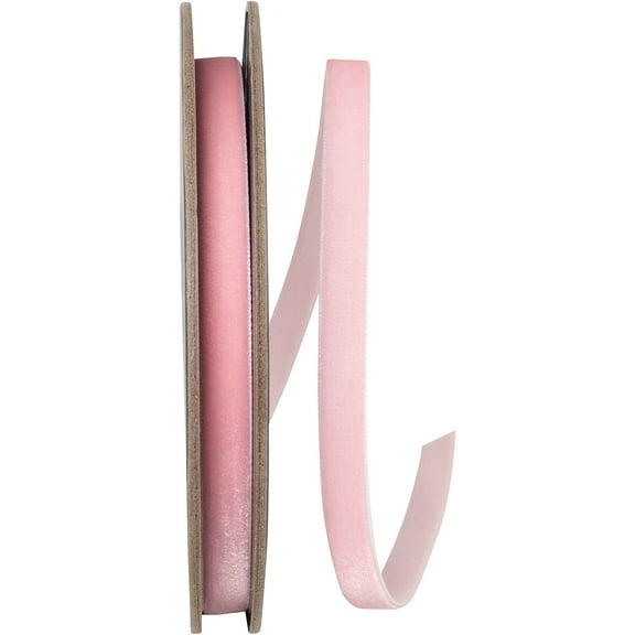 Ribbon - Woven Edge Velvet, Light Pink, 3/8 Inch, 10 Yards