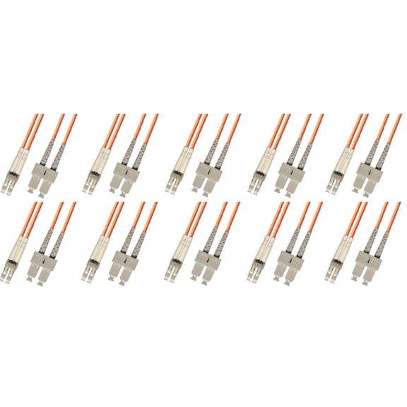 7 Meter Multimode Duplex Fiber Optic Cable (62.5/125) - LC to SC - Orange - 10 Pack
