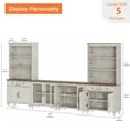 thumbnail image 3 of Farmhouse Wall Unit Entertainment Center with Doors & Drawer, TV Stand with Bookshelves for TVs up to 75", Media Console Table for Living Room, Bedroom & Home Theater in Rustic White, 3 of 7