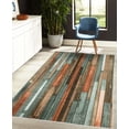 thumbnail image 4 of Wooden Print Decorative Rug, Old Hardwood Floor Plank Grunge Lodge Garage Natural Rural Graphic, Quality Carpet for Bedroom Dorm and Living Room, 6 Sizes, Seafoam Fawn, by Ambesonne, 4 of 4