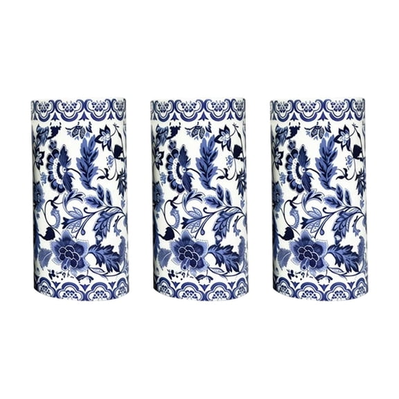 Vintage Blue and White Porcelain Patterns Luminous Electronic Candle Lights for Weddings Birthdays Parties Home Decoration Ornaments