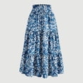 thumbnail image 2 of Women's Floral Tiered Ruffle Maxi Skirts Boho A Line Flared High Waist Vintage Flowy Long Skirt with Drawstring, 2 of 5