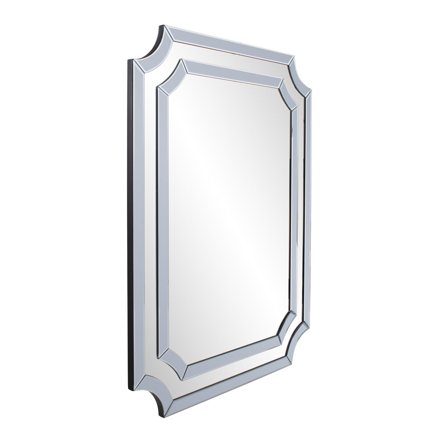 Tyler Dillon Rectangular Double Gray Mirror Bordered Wall Mirror with Scalloped Corners 48"H x 36"W