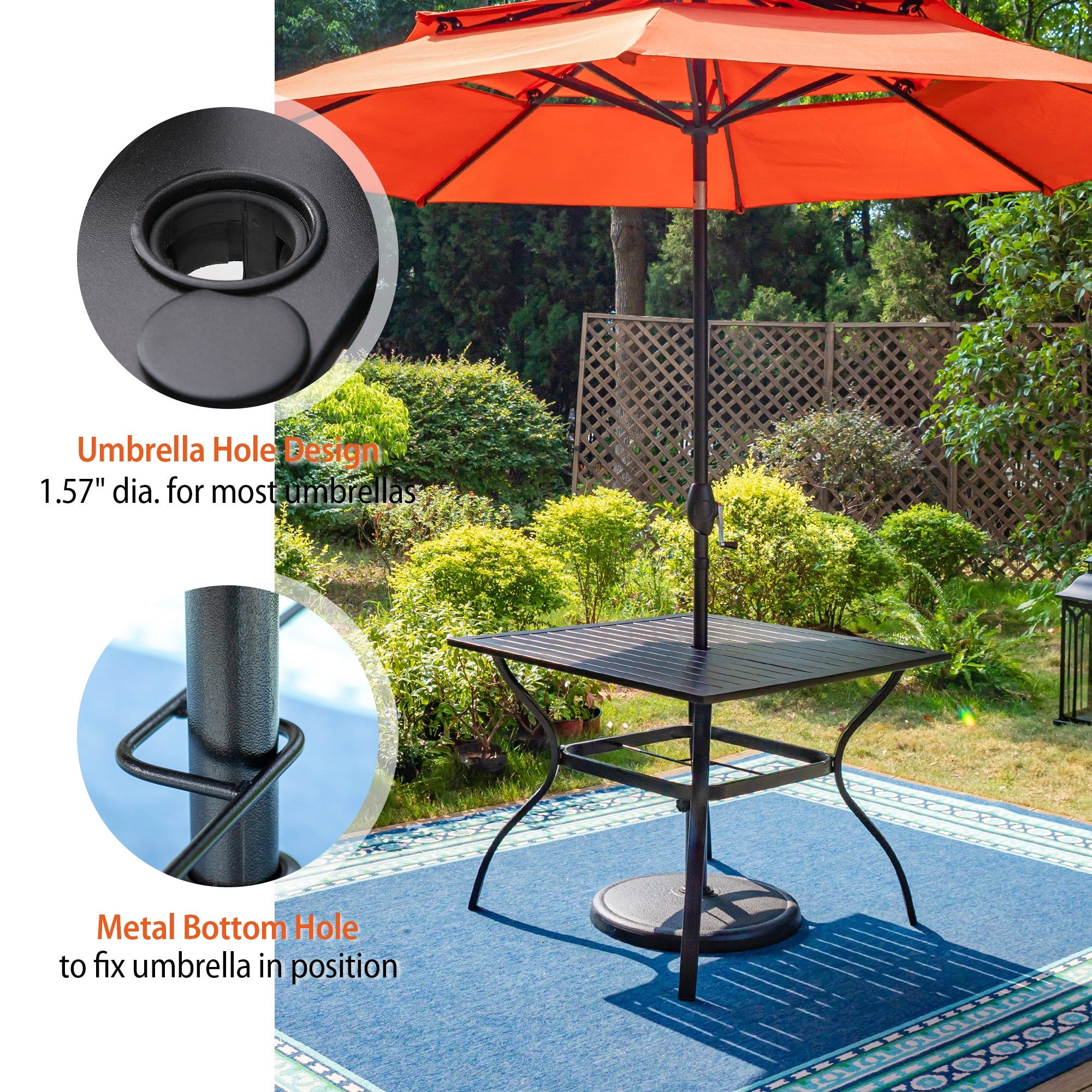 Sophia & William 5 Pieces Metal Patio Dining Set for 4 Outdoor Textilene Chairs Table Set