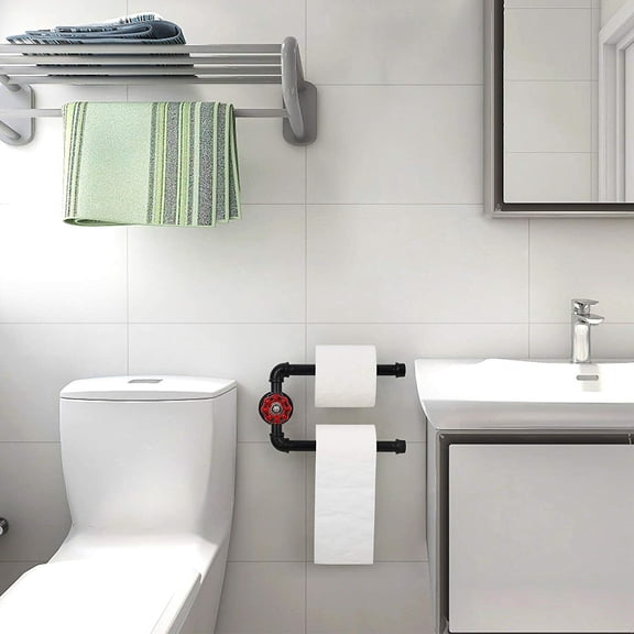 Pipe Toilet Paper Holder Towel Holder Stand Wall-Mounted for Kitchen Bathroom