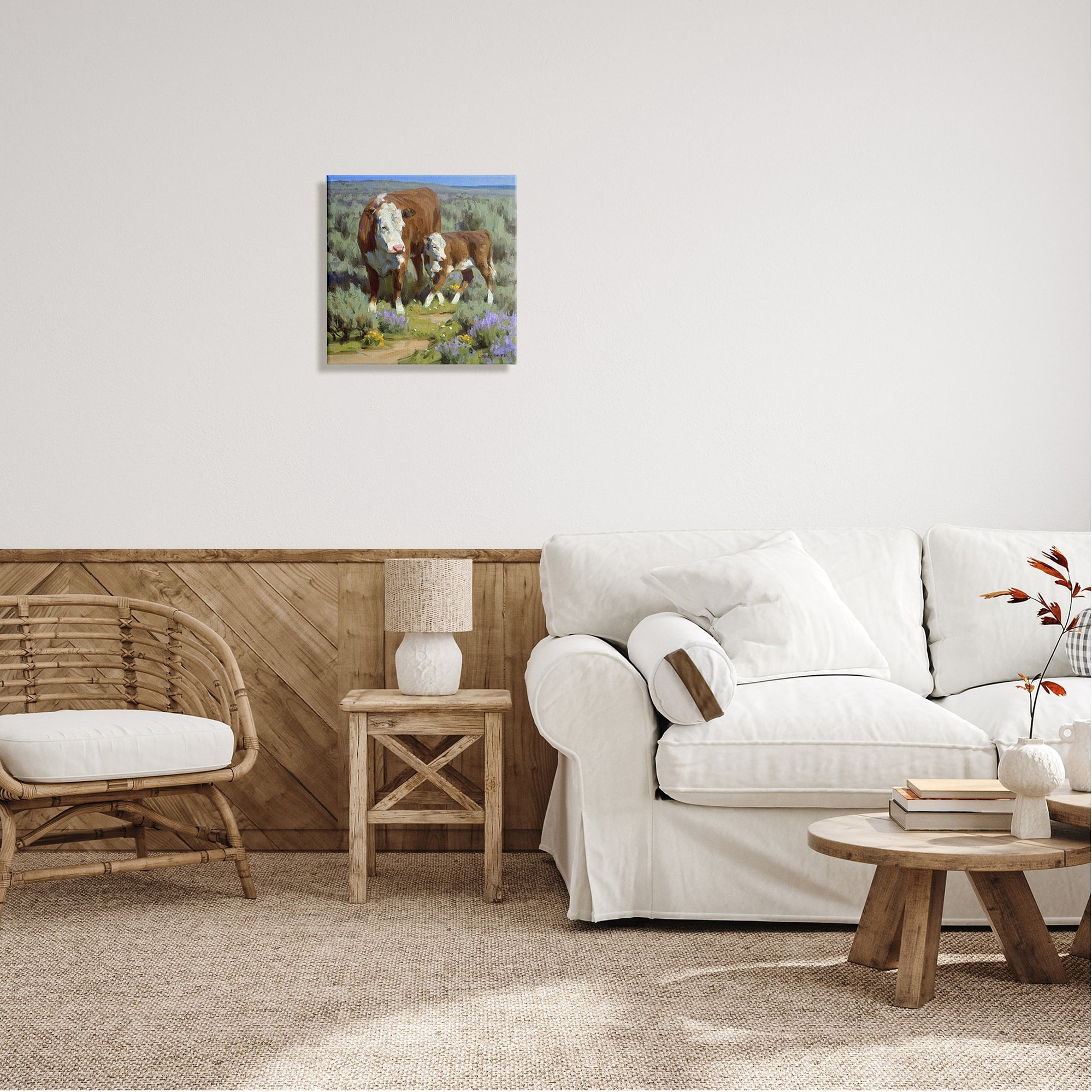 Stupell Industries Cattle In Lush Countryside Pasture Animals & Insects Painting Gallery Wrapped Canvas Print Wall Art