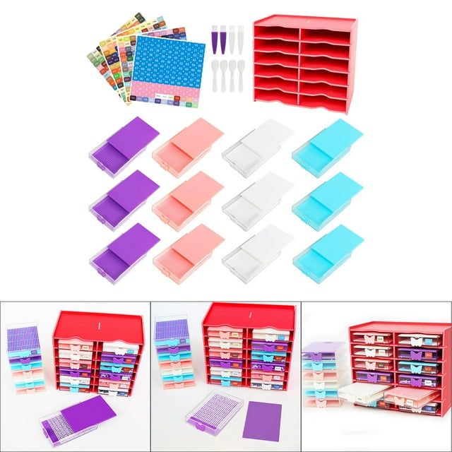 Elodie 12 Pcs Plateau de Rangement pour Perles Diamant Plateau de Rangement pour Peintures Diamant 5D Rouge