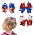 thumbnail image 2 of Pompotops American Flag Hair Bow Clips For Girls Independence Day Alligator Hair Pins Flower Hair Accessories, 2 of 6