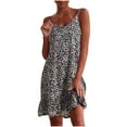 thumbnail image 1 of IROINNID Sundress For Women Casual Sleeveless Ruffle Floral Printing Beach Mini Sling Dress V-Neck Short Dress, 1 of 5