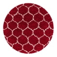 thumbnail image 3 of Unique Loom Trellis Shag Collection Area Rug - Ruby (5' 3" Round Burgundy Red/Ivory), 3 of 11