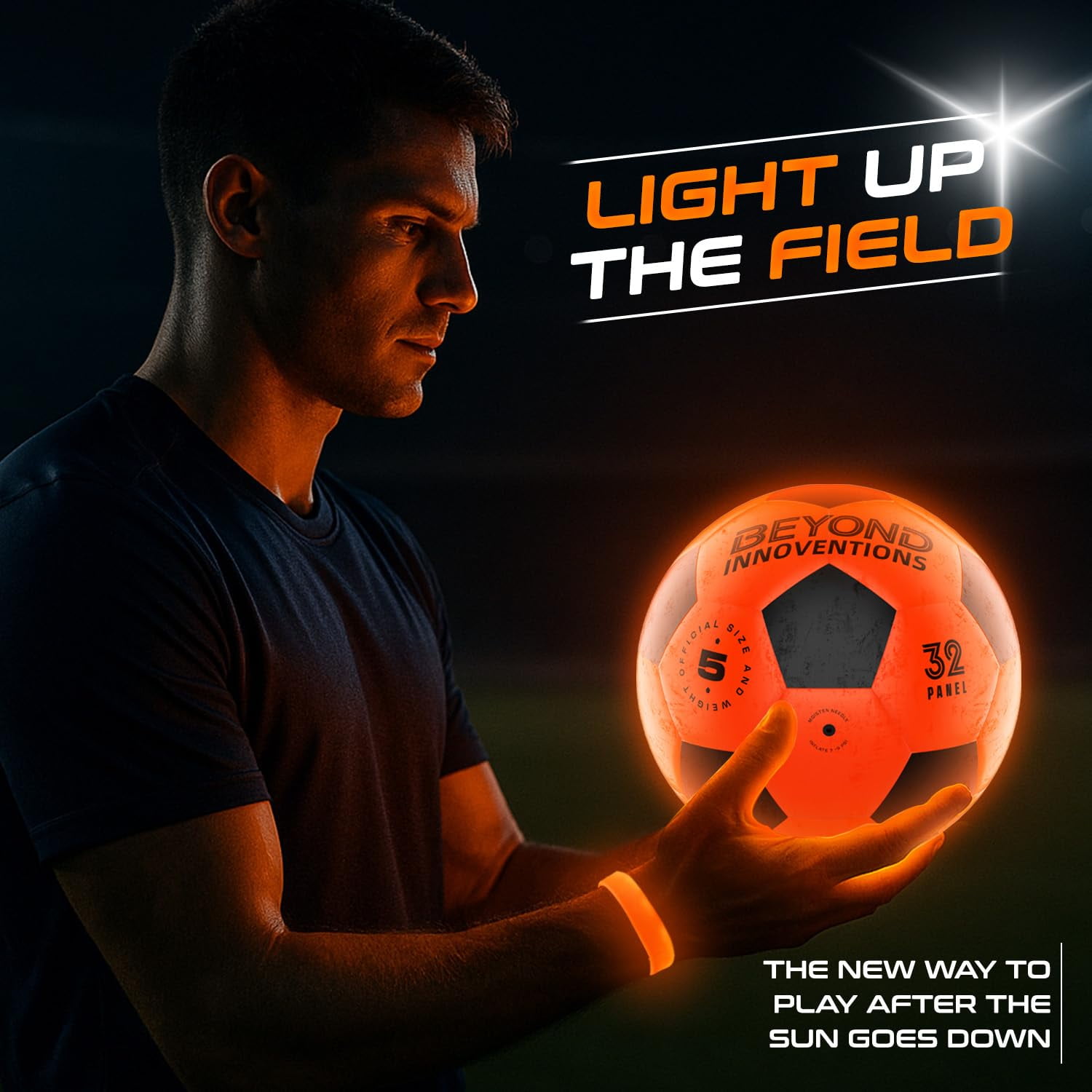 BEYOND INNOVENTIONS Soccer Ball Light Up Glow in the Dark for Boys & Girls 8-15+ Year Old, Size 5