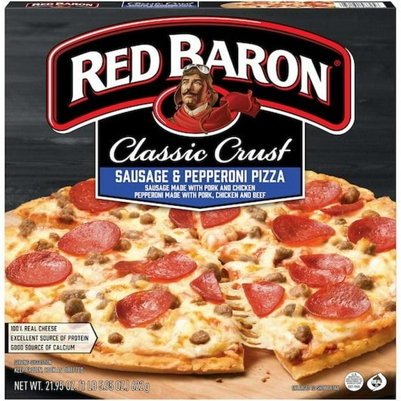 Red Baron Classic Sausage and Pepperoni Crust Pizza, 21.95 Ounce -- 16 per case