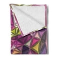 thumbnail image 2 of Diamond Soft Flannel Fleece Blanket, Abstract Ornate Gradient Different Size Diamond Motifs Futuristic Effects Print, Cozy Plush for Indoor and Outdoor Use, 60" x 80", Purple Yellow, by Ambesonne, 2 of 5