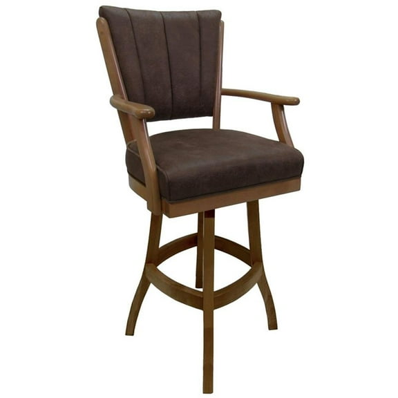 Classic Wood Swivel Extra Tall 34" Stool Arms - NW Whiskey Brown Fabric - Oak