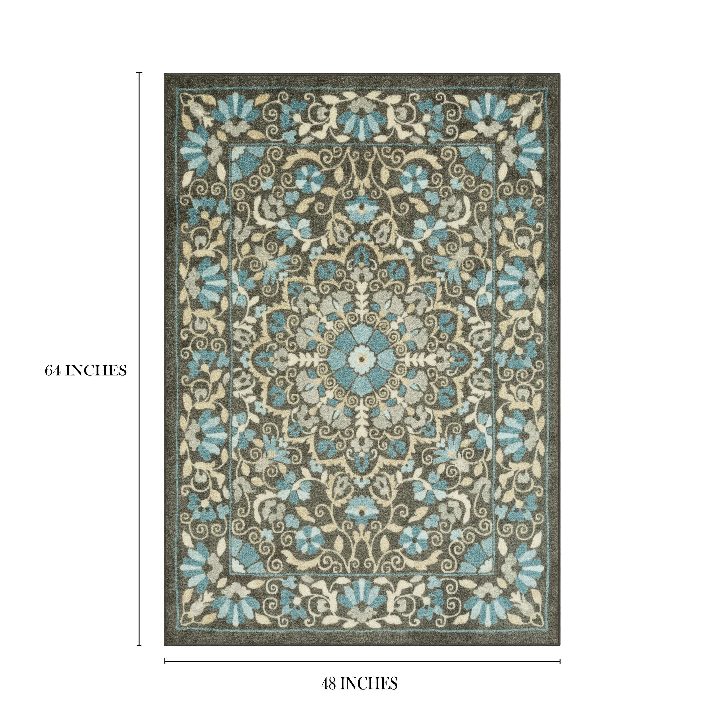 (2 pack) Mainstays Bright Persian Medallion Gray Blue Indoor Area Rug, 4'x5'4"
